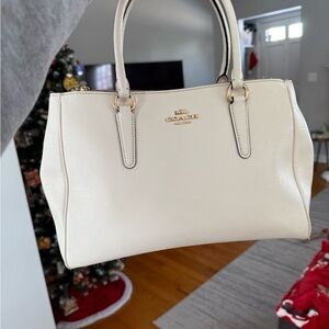 Coach White Pebbled Leather Satchel Handbag